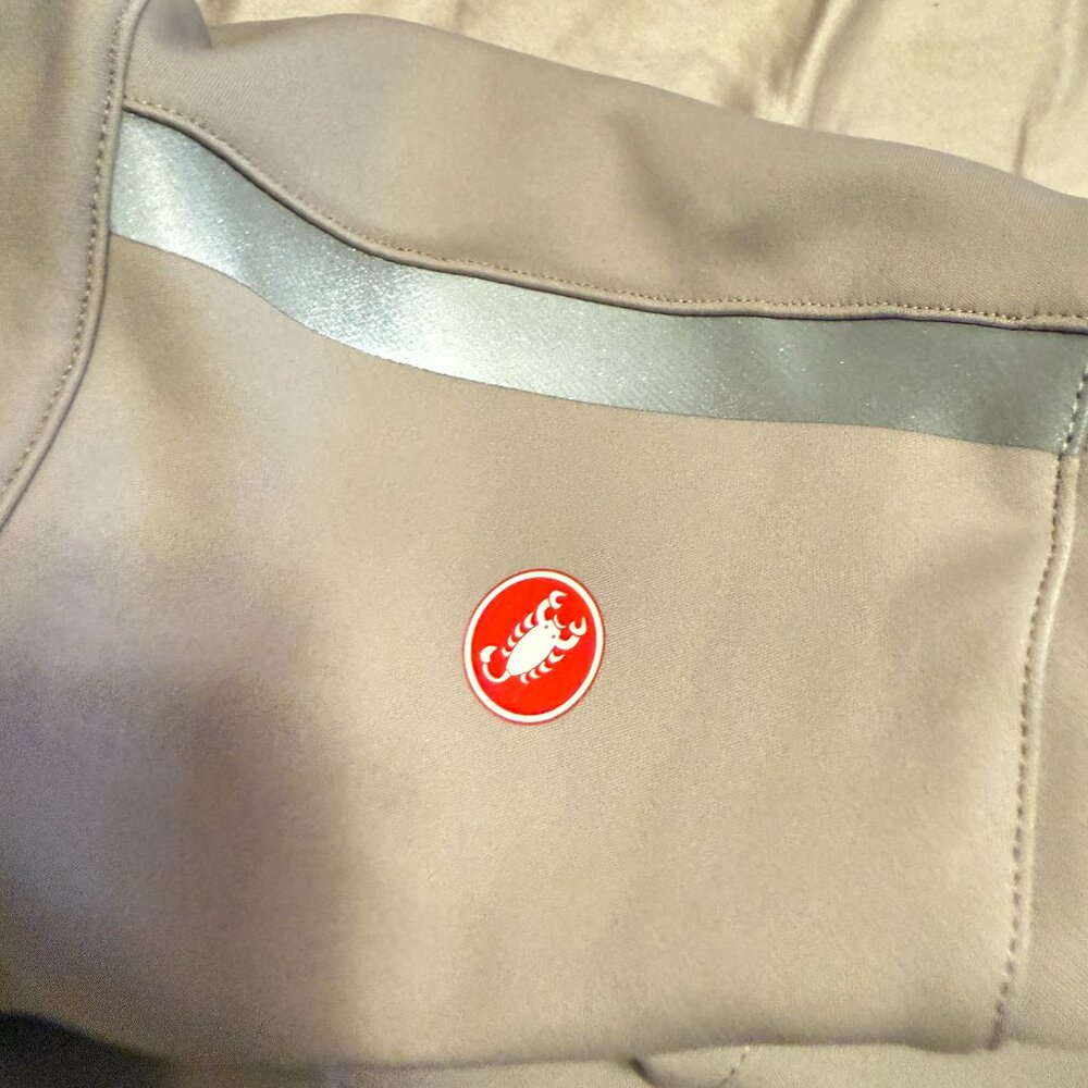 Castelli Ristretto Winter Cycling Jacket Tan XL Reflective Stripes with Pockets - Picture 6 of 7